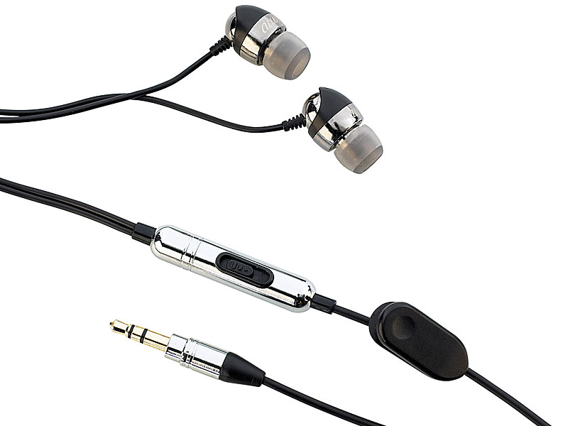 auvisio Aluminium-Stereo-Ohrhörer "Premium-Sound"; Ohrhörer MP3-Player Ohrhörer MP3-Player Ohrhörer MP3-Player 