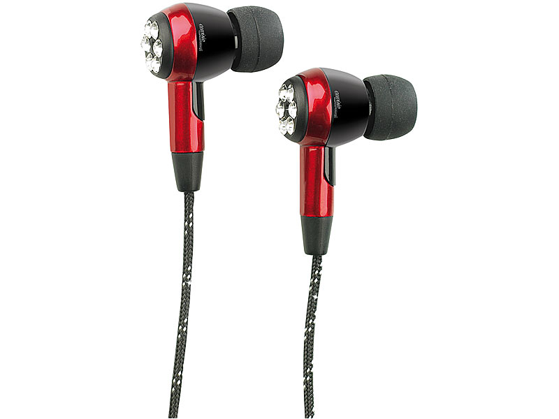 auvisio Stereo-Ohrhörer mit Strass-Steinen & Komfort-Umhängeschlaufe; Ohrhörer MP3-Player Ohrhörer MP3-Player Ohrhörer MP3-Player Ohrhörer MP3-Player 
