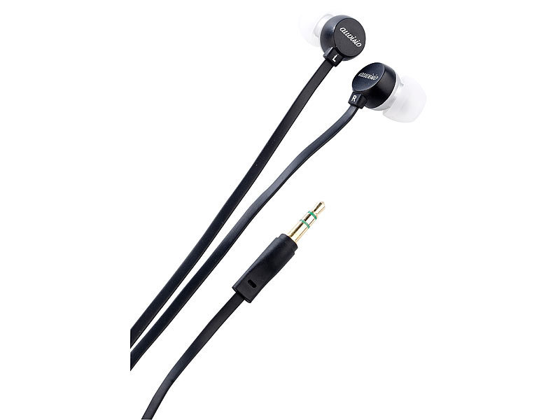 auvisio Ultraleichte Ohrhörer mit robustem Flachkabel; Ohrhörer MP3-Player Ohrhörer MP3-Player Ohrhörer MP3-Player 