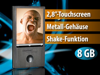 auvisio Touchscreen MP3 & Video-Player 8GB schwarz; FM-Transmitter, MP3 Soundstations 