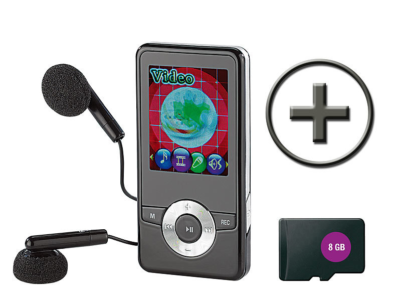 auvisio MP3 & Video-Player "DMP-320.m" mit UKW-Radio + 8 GB microSD; FM-Transmitter, MP3 Soundstations FM-Transmitter, MP3 Soundstations 