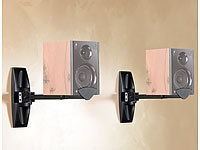 auvisio Lautsprecher-Wandhalterung im 2er-Set, je bis 10 kg belastbar; Aktive Stereo-Regallautsprecher-Set mit Bluetooth und USB-Ladeports Aktive Stereo-Regallautsprecher-Set mit Bluetooth und USB-Ladeports 