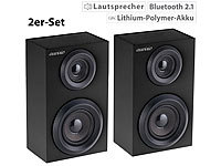 auvisio 1 Paar TWS Stereo-Regal-Lautsprecher, Bluetooth, Holzgehäuse, 2x10Watt