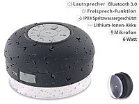 auvisio Lautsprecher mit Bluetooth, Freisprechfunktion und Saugnapf, IPX4; Mobiler Stereo-Lautsprecher mit Bluetooth Mobiler Stereo-Lautsprecher mit Bluetooth 