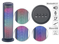 auvisio Mobiler Lautsprecher, Bluetooth, 36 LEDs, Freisprecher, Akku, 12 Watt; Mobiler Stereo-Lautsprecher mit Bluetooth Mobiler Stereo-Lautsprecher mit Bluetooth 