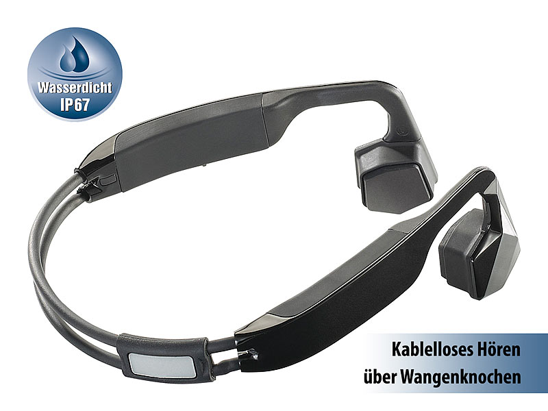 Auvisio Wasserdichtes 4.0 Bluetooth-Headset BC-40.sh Bone Conduction; In Ear Stereo Ohrhörer In Ear Stereo Ohrhörer In Ear Stereo Ohrhörer In Ear Stereo Ohrhörer 