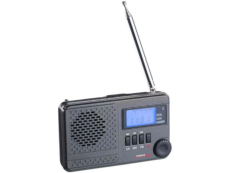 Tragbares Radio SD Kartenschlitz MP3 LiIon Akku Taschenradio CT-5 USB schwarz 