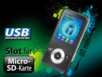 auvisio MP3 & Video-Player "DMP-320.m" mit UKW-Radio (refurbished); FM-Transmitter, MP3 Soundstations 