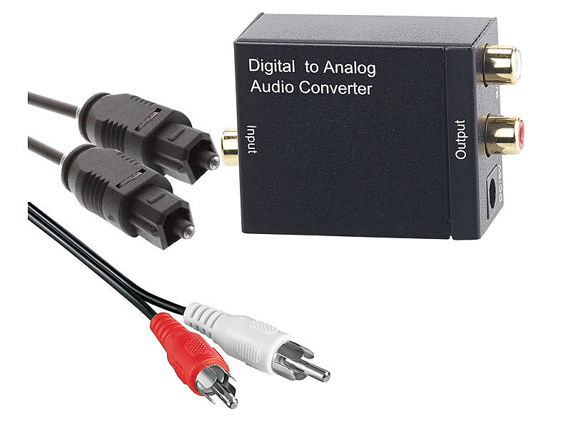 HermosaUKnight Digitaler optischer Koax Toslink zum analogen Audiokonverter Toslink Konverter Schwarz 