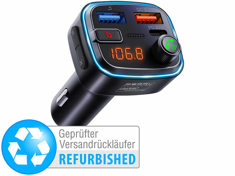 ; Audioadapter mit Bluetooth und Freisprech-Funktion, FM-Transmitter & Freisprecher mit MP3-Player & USB-Ladeports Audioadapter mit Bluetooth und Freisprech-Funktion, FM-Transmitter & Freisprecher mit MP3-Player & USB-Ladeports Audioadapter mit Bluetooth und Freisprech-Funktion, FM-Transmitter & Freisprecher mit MP3-Player & USB-Ladeports 