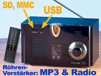 auvisio Röhren-Verstärker mit Radio und SD-Card MP3-Player