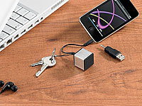 auvisio Mobiler Mikro Aktiv-Lautsprecher mit Schlüsselanhänger "Cube"