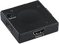 auvisio Mini-3-fach-HDMI-Umschalter HSW-13.M, HDCP, Full HD 1080p, 3D ready; 4K-HDMI-Kabel mit Netzwerkfunktion (HEC) 4K-HDMI-Kabel mit Netzwerkfunktion (HEC) 