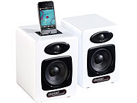 auvisio Design-Stereo-Lautsprecher mit Dock für iPod/iPhone 4/4s, 100 W, weiß