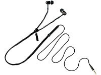 auvisio Zipper-Headset IE-400.zip mit Reißverschluss (schwarz); Kabel-Kopfhörer Kabel-Kopfhörer 