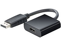 auvisio Adapter DisplayPort-Stecker auf HDMI-Buchse; 4K-HDMI-Kabel mit Netzwerkfunktion (HEC) 