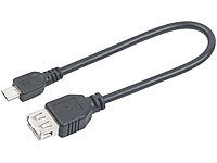 auvisio USB-OTG-Adapterkabel, Micro-USB Stecker zu USB-Buchse, 20 cm