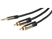 auvisio Premium-Stereo-Kabel 3,5-mm-Klinke auf 2 Cinch-Stecker, 5 m, vergoldet