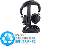 auvisio Massiver universeller Metall-Kopfhörer-Ständer, Versandrückläufer; Kabelloses In-Ear-Stereo-Headsets mit Bluetooth und Lade-Etuis 