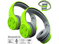 auvisio 2er-Set Over-Ear-Stereo-Headset für Kinder, Lautstärke-Begrenzung, BT5; Kabelloses In-Ear-Stereo-Headsets mit Bluetooth und Lade-Etuis Kabelloses In-Ear-Stereo-Headsets mit Bluetooth und Lade-Etuis 