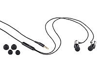 auvisio In-Ear-Headset mit Fernbedienung & patentiertem Soundsystem; Kabel-Kopfhörer 