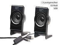 auvisio Stereo-Lautsprecher MSX-100 mit USB-Stromversorgung, 15 Watt; Mobiler Stereo-Lautsprecher mit Bluetooth Mobiler Stereo-Lautsprecher mit Bluetooth 