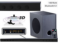 auvisio Soundbar mit Bluetooth, 3D-Sound-Effekt und externem Subwoofer, 180 W
