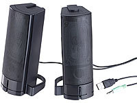 auvisio 2in1-PC-Stereo-Lautsprecher und Soundbar, 10 Watt, USB-Stromversorgung; PC-Lautsprecher, Stereo, USB PC-Lautsprecher, Stereo, USB PC-Lautsprecher, Stereo, USB PC-Lautsprecher, Stereo, USB 