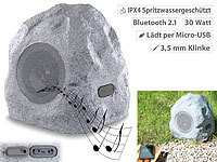 auvisio Garten und Outdoor-Lautsprecher im Stein-Design, Bluetooth, 30W, IPX4