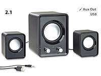 auvisio 2.1-Lautsprecher-System mit Subwoofer und USB-Stromversorgung, 20 Watt; PC-Lautsprecher, Stereo, USB PC-Lautsprecher, Stereo, USB 