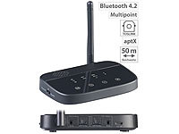 auvisio 2in1-Audio-Sender & -Empfänger, Bluetooth 4.2, aptX, 50 m Reichweite