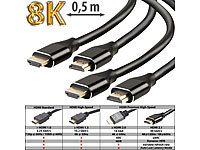 auvisio 2er-Set High-Speed-HDMI-2.1-Kabel, 8K, 3D, HDR, eARC, 48 Gbit/s, 0,5 m