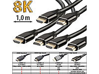 auvisio 3er-Set High-Speed-HDMI-2.1-Kabel, 8K, 3D, HDR, eARC, 48 Gbit/s, 1 m; 4K-HDMI-Kabel mit Netzwerkfunktion (HEC) 4K-HDMI-Kabel mit Netzwerkfunktion (HEC) 4K-HDMI-Kabel mit Netzwerkfunktion (HEC) 4K-HDMI-Kabel mit Netzwerkfunktion (HEC) 