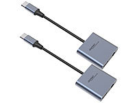 auvisio 2er-Set Kopfhörer-Adapter USB-C auf 3,5-mm-Klinke; 4K-HDMI-Kabel mit Netzwerkfunktion (HEC) 4K-HDMI-Kabel mit Netzwerkfunktion (HEC) 
