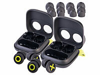 auvisio Ohr-Stöpsel, Gehörschutz Stöpsel Konzert; Kabelloses In-Ear-Stereo-Headsets mit Bluetooth und Lade-Etuis Kabelloses In-Ear-Stereo-Headsets mit Bluetooth und Lade-Etuis Kabelloses In-Ear-Stereo-Headsets mit Bluetooth und Lade-Etuis 
