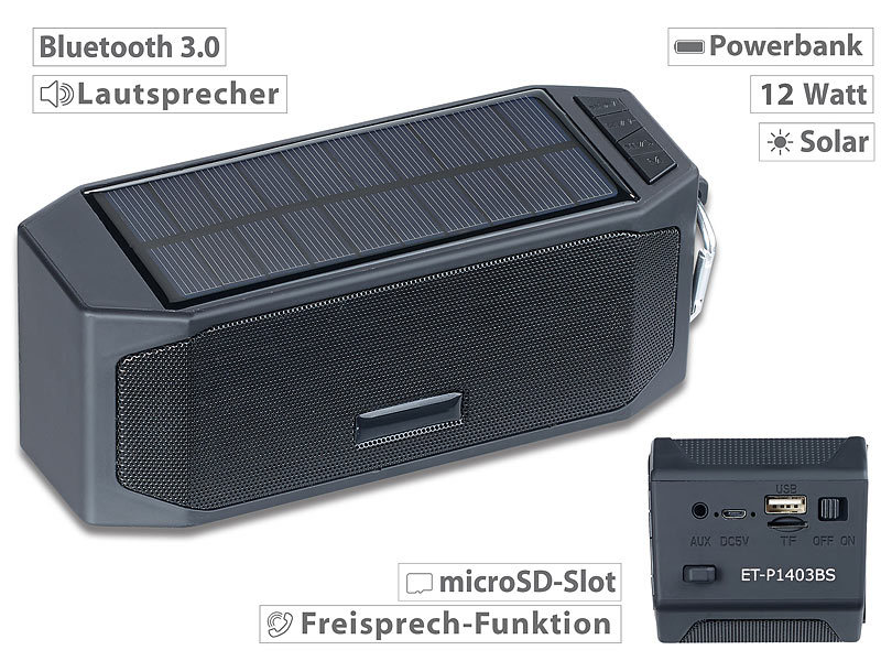 ; Portable Audio-Lautsprecher mit Mikrofonen für Freisprechfunktionen 