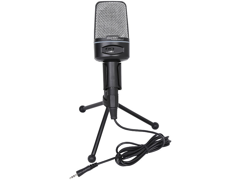 Schwarz Professionelle Kondensator Ton Podcast Studio-Mikrofon mit 3,5-mm-Audio-Kabel und Mini-Stativ für PC Laptop-Computer Skype MSN QQ Aufnahme 