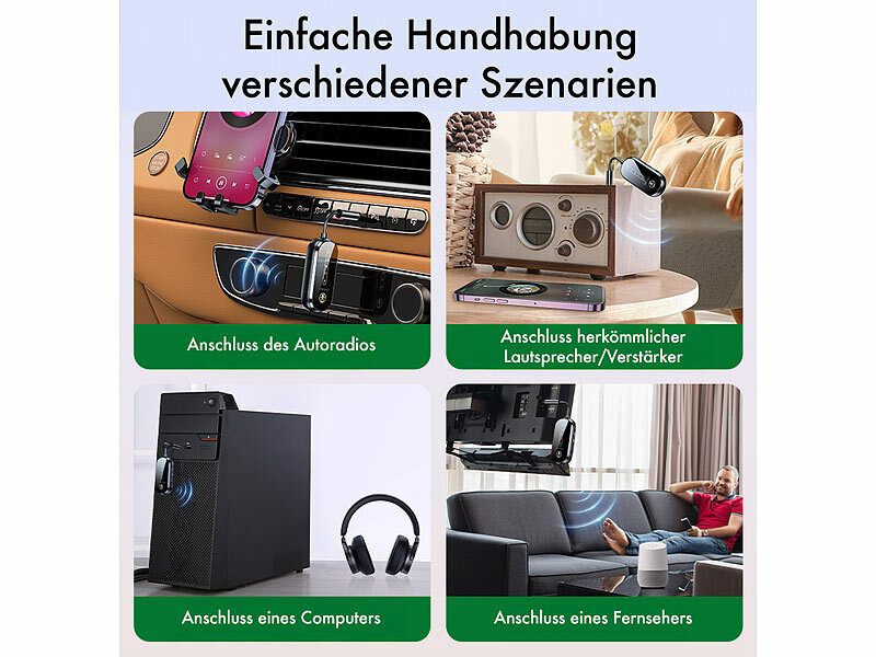 ; Audioadapter mit Bluetooth und Freisprech-Funktion, Audio-Transmitter mit Bluetooth Audioadapter mit Bluetooth und Freisprech-Funktion, Audio-Transmitter mit Bluetooth Audioadapter mit Bluetooth und Freisprech-Funktion, Audio-Transmitter mit Bluetooth