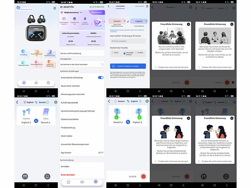; Kabellose In-Ear-Kopfhörer mit Noise Cancelling und Touch-Farbdisplay-Ladecases Kabellose In-Ear-Kopfhörer mit Noise Cancelling und Touch-Farbdisplay-Ladecases Kabellose In-Ear-Kopfhörer mit Noise Cancelling und Touch-Farbdisplay-Ladecases 